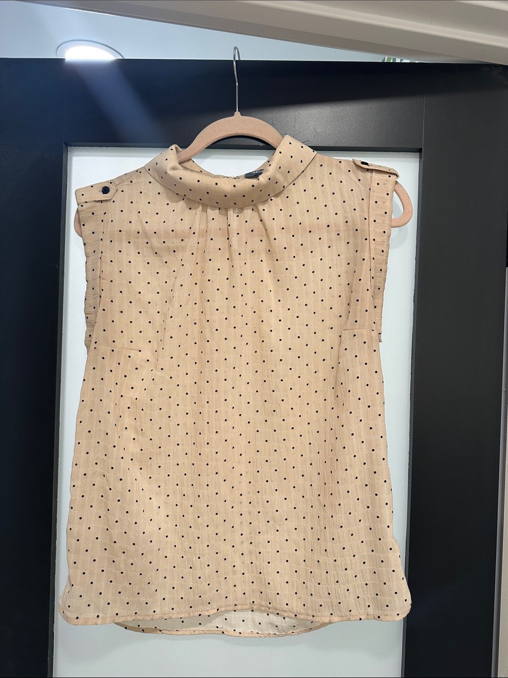 Modcloth light pink Sleeveless Mock Neck Polka Dot Camisole